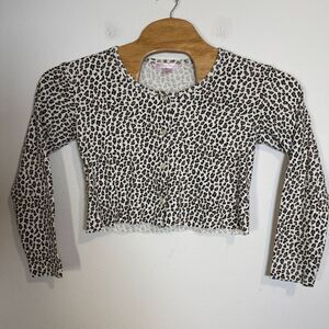 Victoria's Secret Leopard Print Cropped Long‎ Sleeve Button Up Top Size S